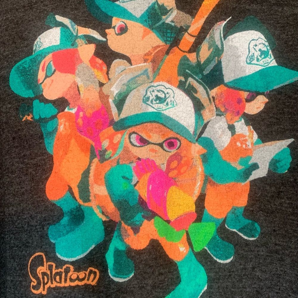 Nintendo Dark Gray Hoodie with Colorful Splatoon Design - Picture 3 of 6